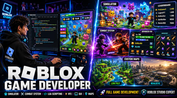 be your roblox developer for custom roblox game scripting and full development