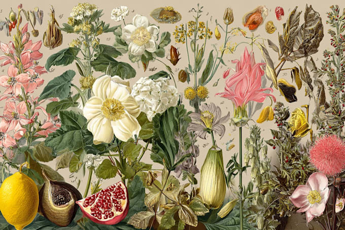 create a professional botanical fruit plants illustration