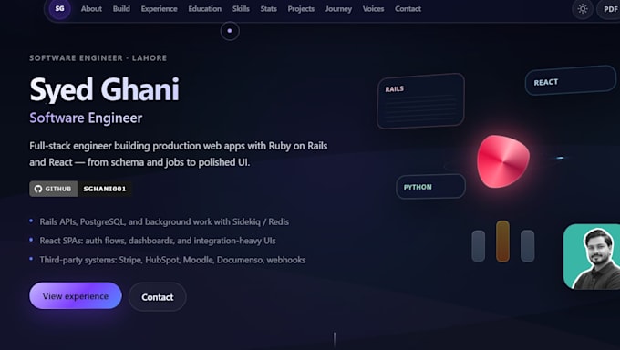 develop and fix ruby on rails and react web applications