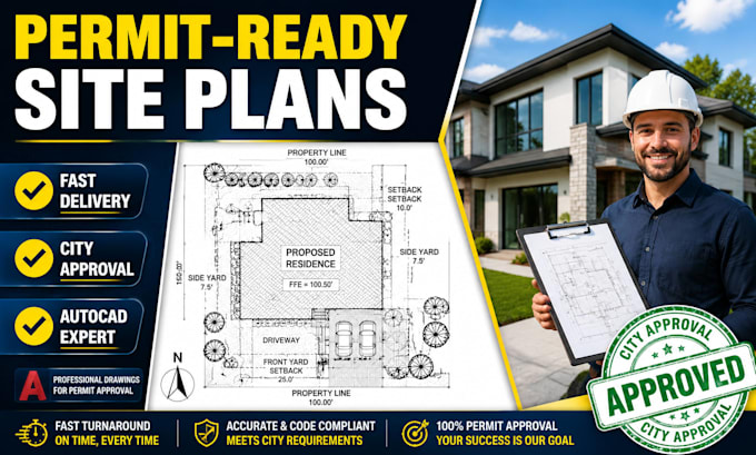 designpermit ready site plan and plot plan for city approval