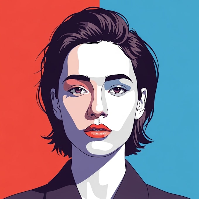 create a face into color vector portrait drawing