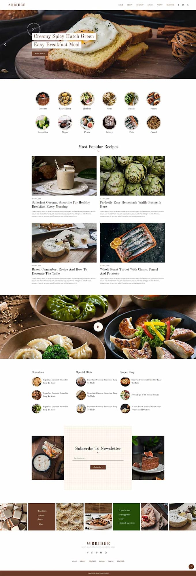 build cooking blog website design