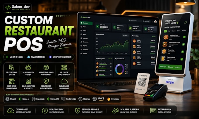 develop custom mern restaurant pos with stripe integration