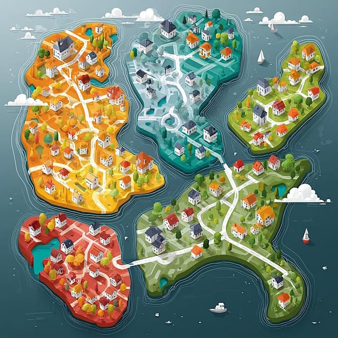 do flat business vector maps of any location