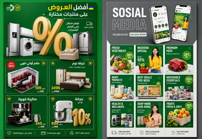 design creative flayer, brochure for supper market or grocery store