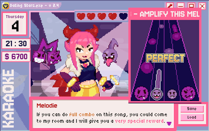 create PC 98 pixel art visual novel interface