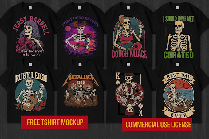 draw skull skeleton artwork for logo and merchandise