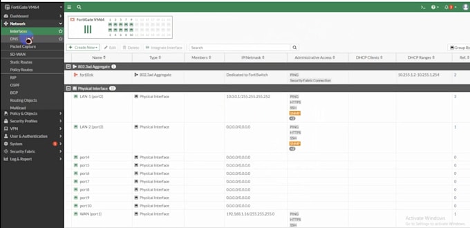 configure fortigate firewall, VPN, and network security
