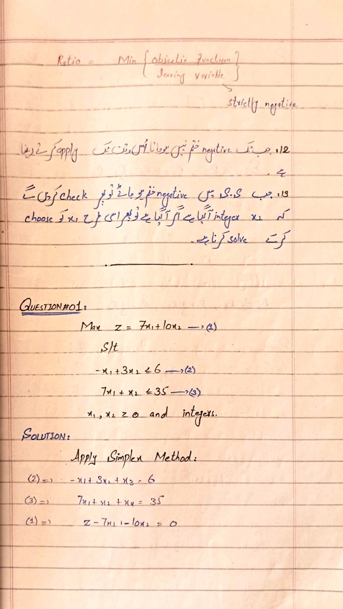 solve operations research problems and provide handwritten