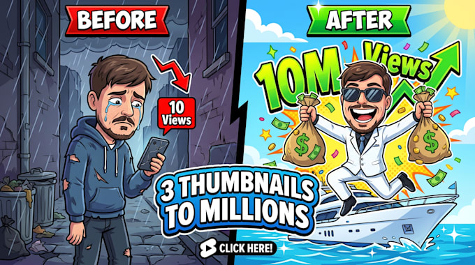 design 3 custom youtube thumbnails for ab testing in 24h