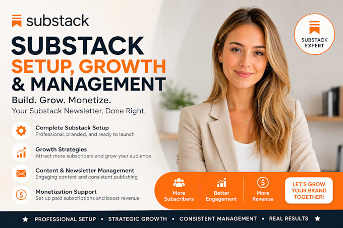 setup substack account and design substack newsletter and promotion