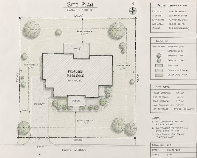 draw site plan, plot plan and permit drawings for city permit
