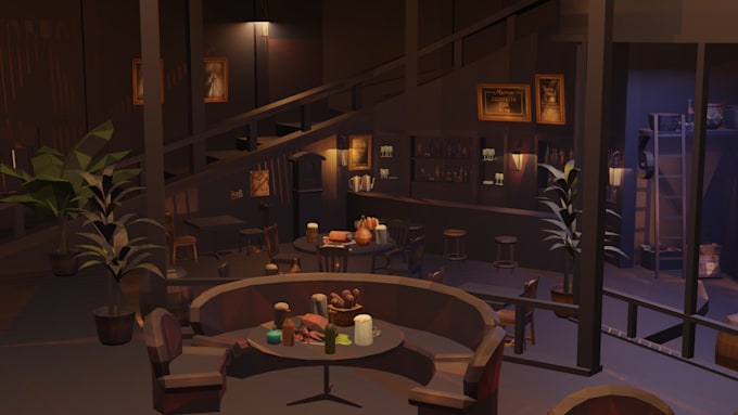 create stunning low poly game environment 3d scenes in blender or unity