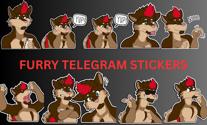 draw a expressive furry sticker for telegram and more