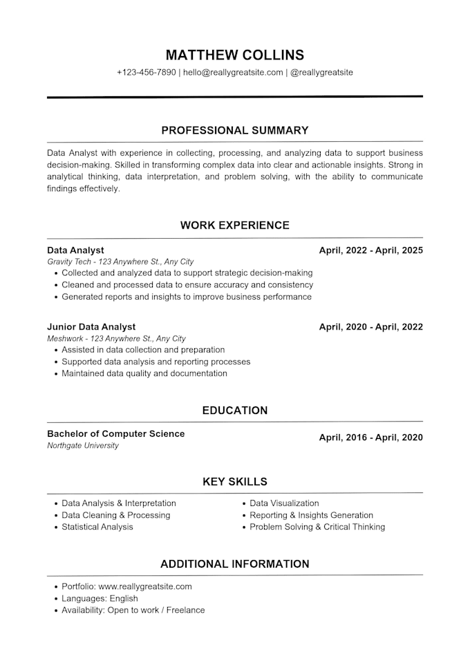 write a professional ats friendly CV and resume