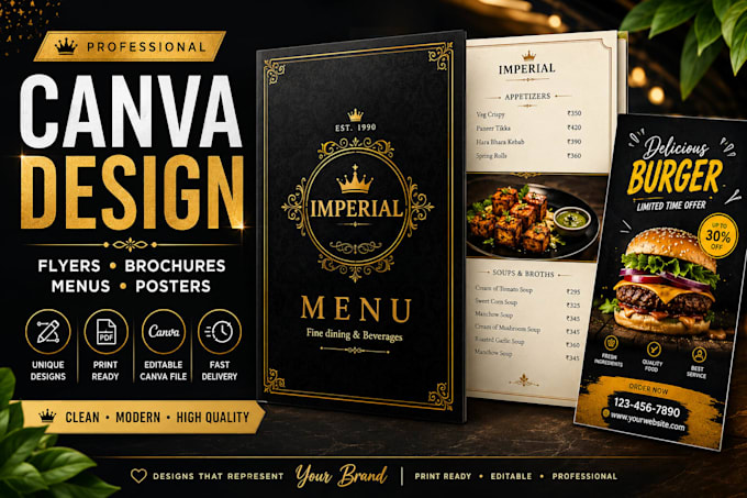 design professional canva flyers, brochures and posters