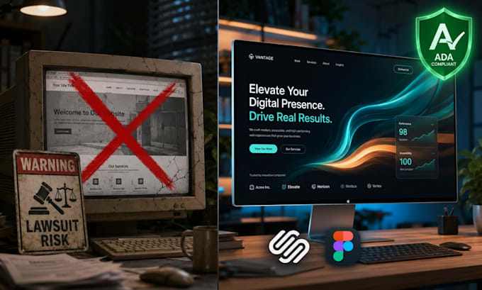 design custom figma to squarespace website redesign with ada compliance