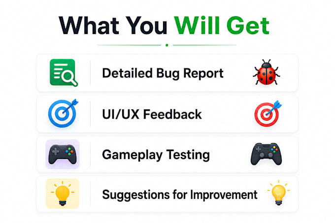 test games, apps and websites for bugs and feedback