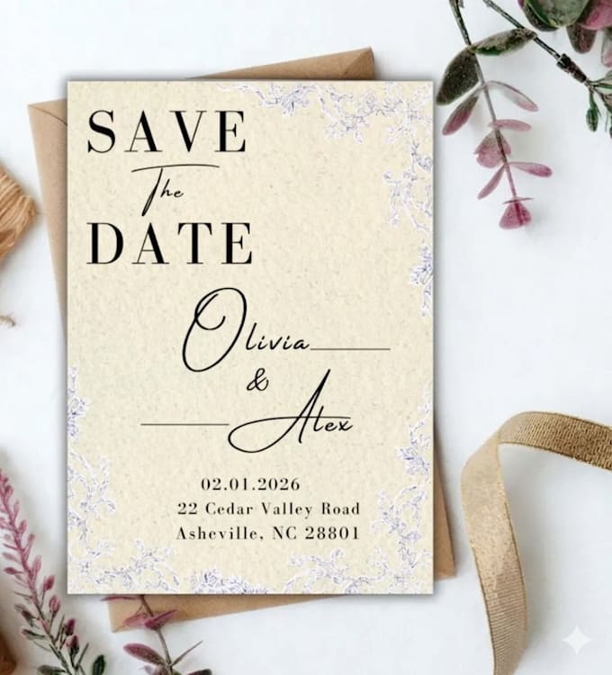create aesthetic and modern save the date card design