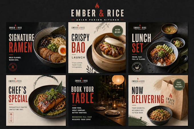 design restaurant social media posts for instagram and facebook
