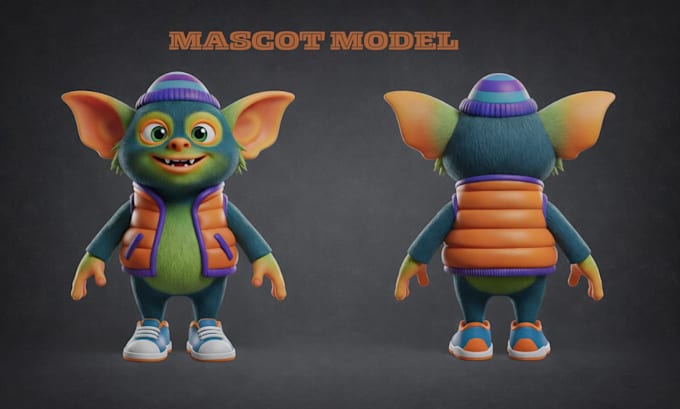 do 3d cute, chibi cartoon character design for 3d animation, mascot, rigging