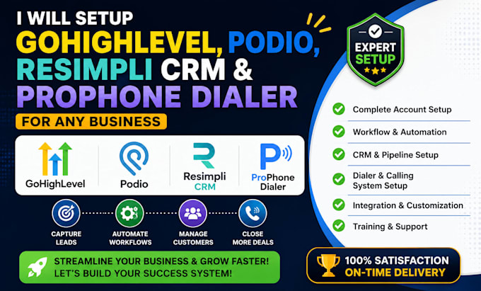 be gohighlevel expert automate prophone, resimpli, podio workflows integrations
