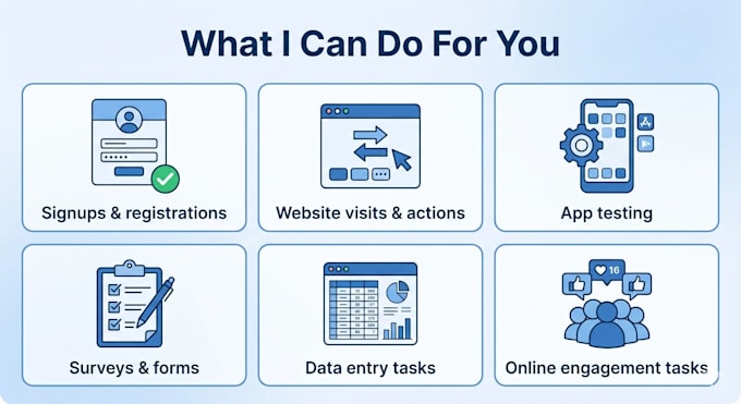 perform manual micro tasks, QA testing and virtual assistant work