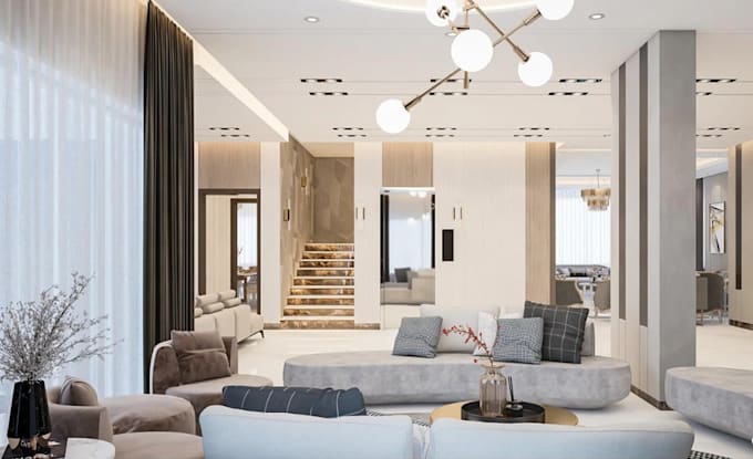 optimize open plan layout, basement design,luxury  interior, kitchen render,bath