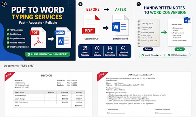 convert handwritten notes into word or PDF with accurate typing
