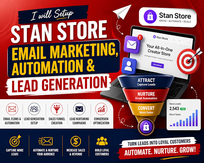 setup stan store email marketing, automation and lead generation