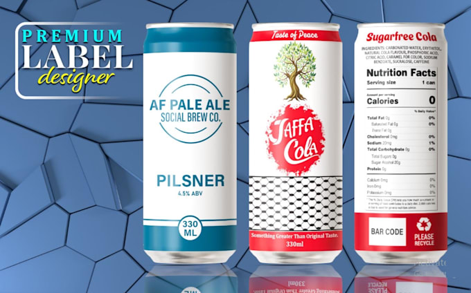 create energy drink, label artwork, and beer label design