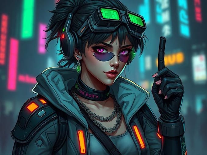 design cyberpunk character, original character design