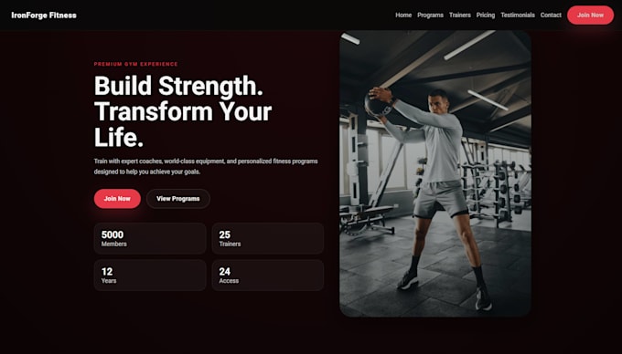 build a modern responsive gym landing page