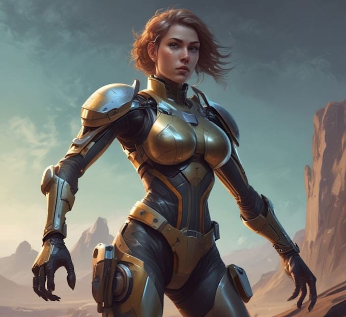 unique a sci fi character illustration or sci fi character
