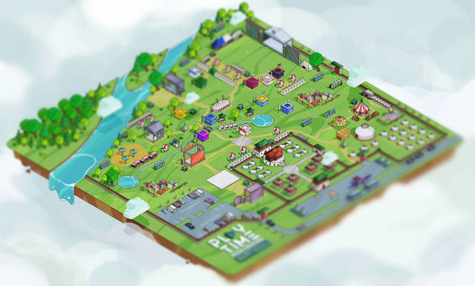 design premium 3d isometric event map, vector  festival maps and illustrations