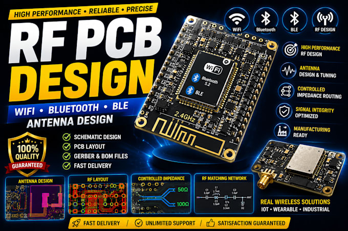 design rf pcb with antenna, wifi, ble and controlled impedance routing