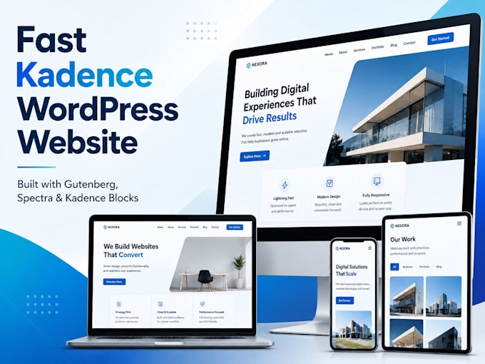 design fast kadence wordpress website with gutenberg
