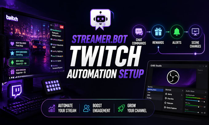 setup streamerbot automation for your twitch stream