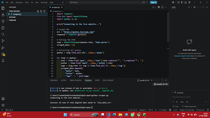 python web scraping and data extraction
