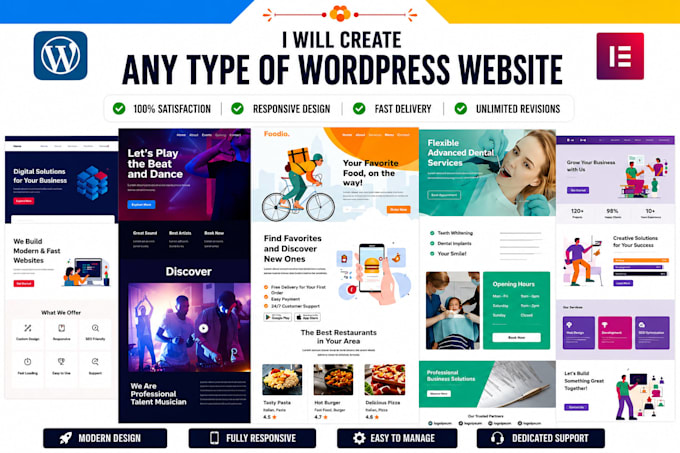 create a modern wordpress website design and development