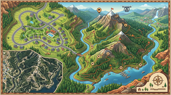 design subdivision drone orthophoto topographic trail hiking interactive maps