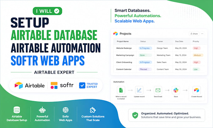 setup airtable database airtable automation softr web apps airtable expert