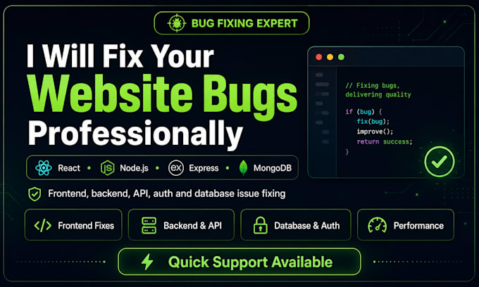 fix website bugs, API issues and mern stack errors
