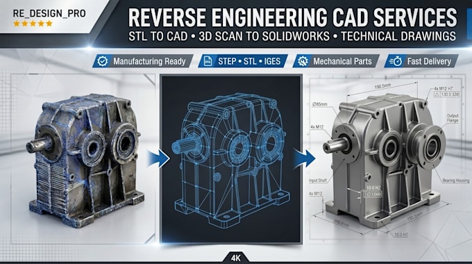 reverse engineer stl scan image or solidwork cad model