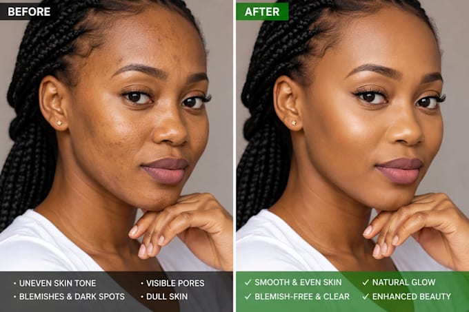 do professional photo retouching with before and after