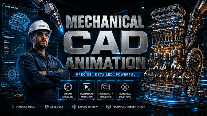 create 3d cad architectural visualization product render machine animation video