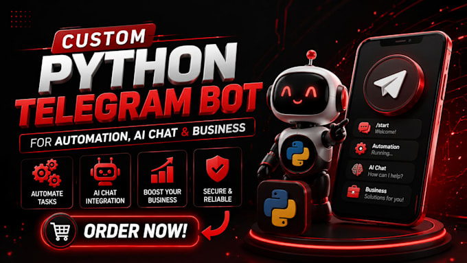 create a custom python telegram bot for automation, ai chat and business