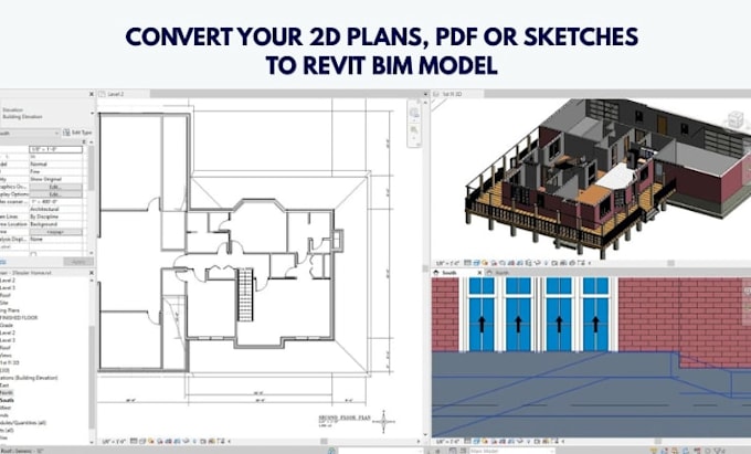 convert your 2d plans, PDF or sketches to revit bim model