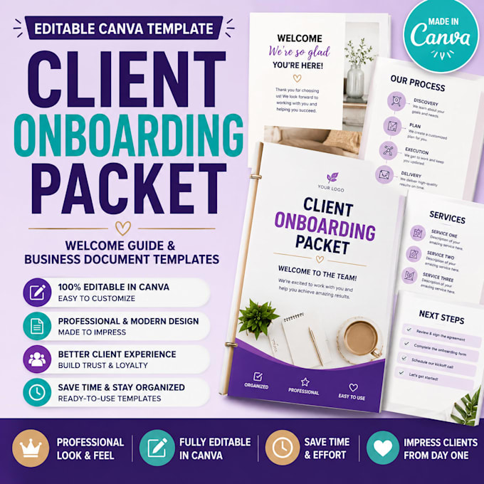 edit canva onboarding packet client welcome guide and business document template