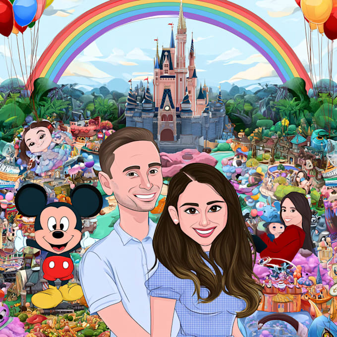 do cute disney cartoon portrait